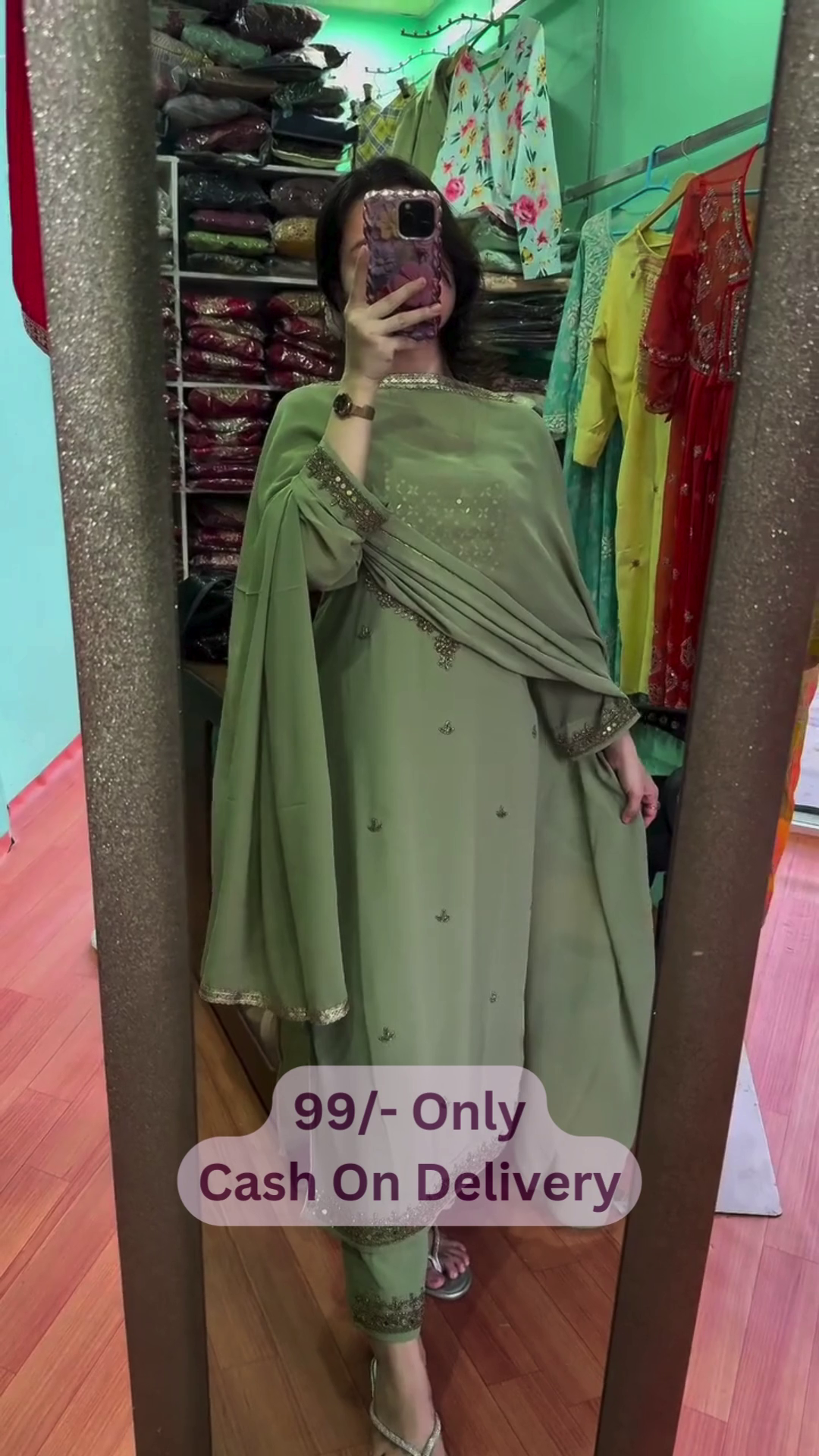 Elegant Sage Green Embroidered Suit – Timeless Grace in Every Detail