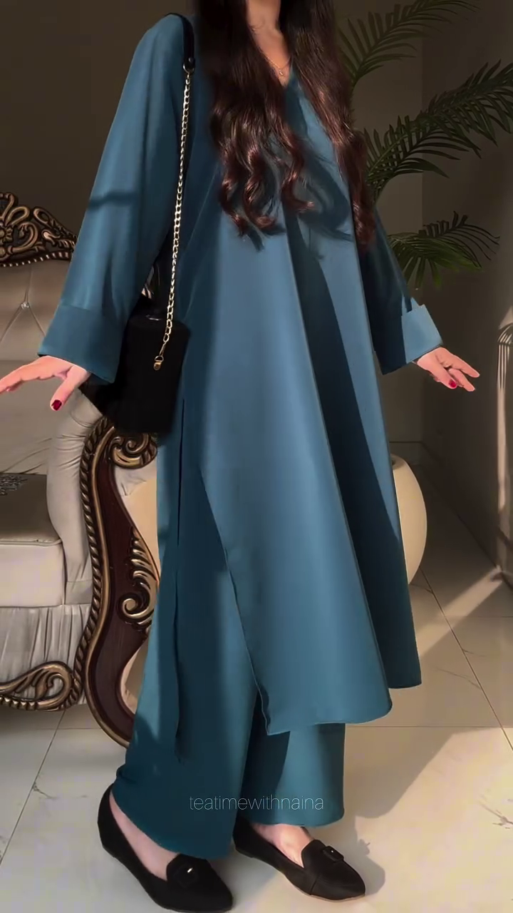 Elegant Teal Kurta Palazzo Set – Minimal & Graceful Everyday Style