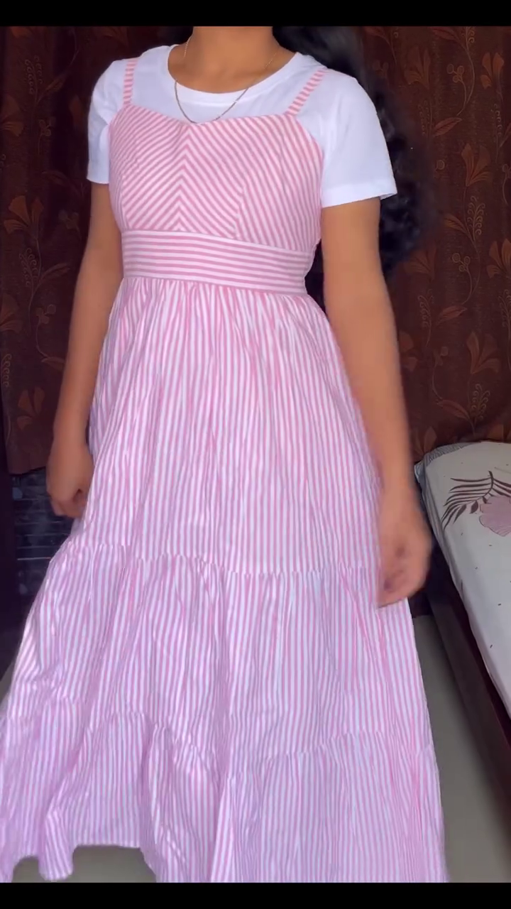 Cute Pink Striped Layered Dress – Sweet & Comfortable Casual Fashion