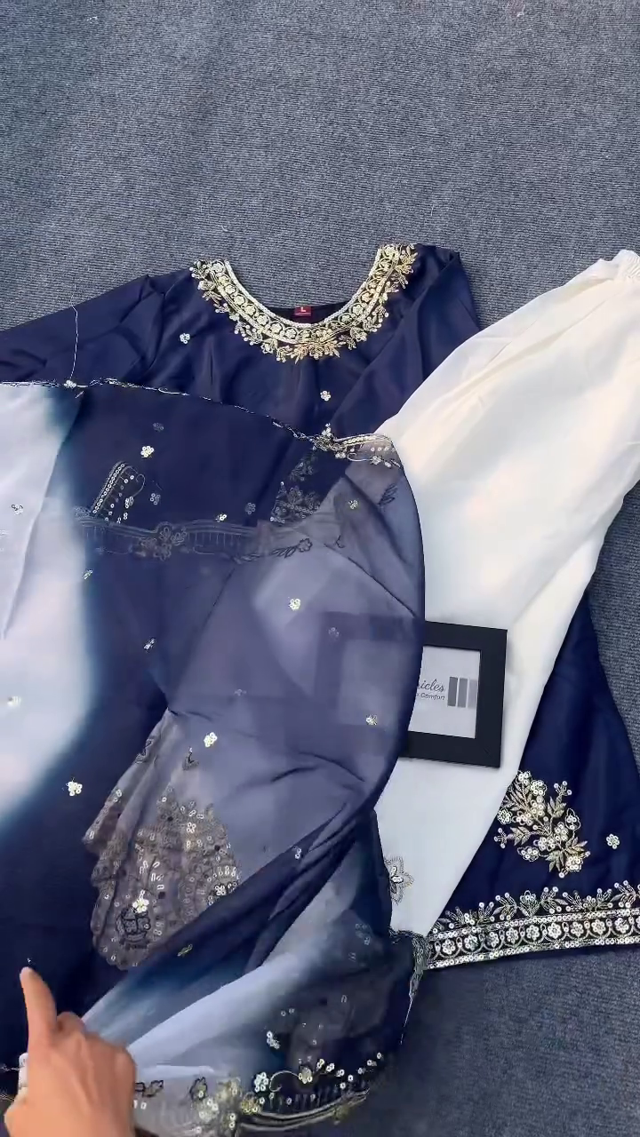 Royal Navy Blue Embroidered Suit Set – Graceful Ethnic Festive Outfit