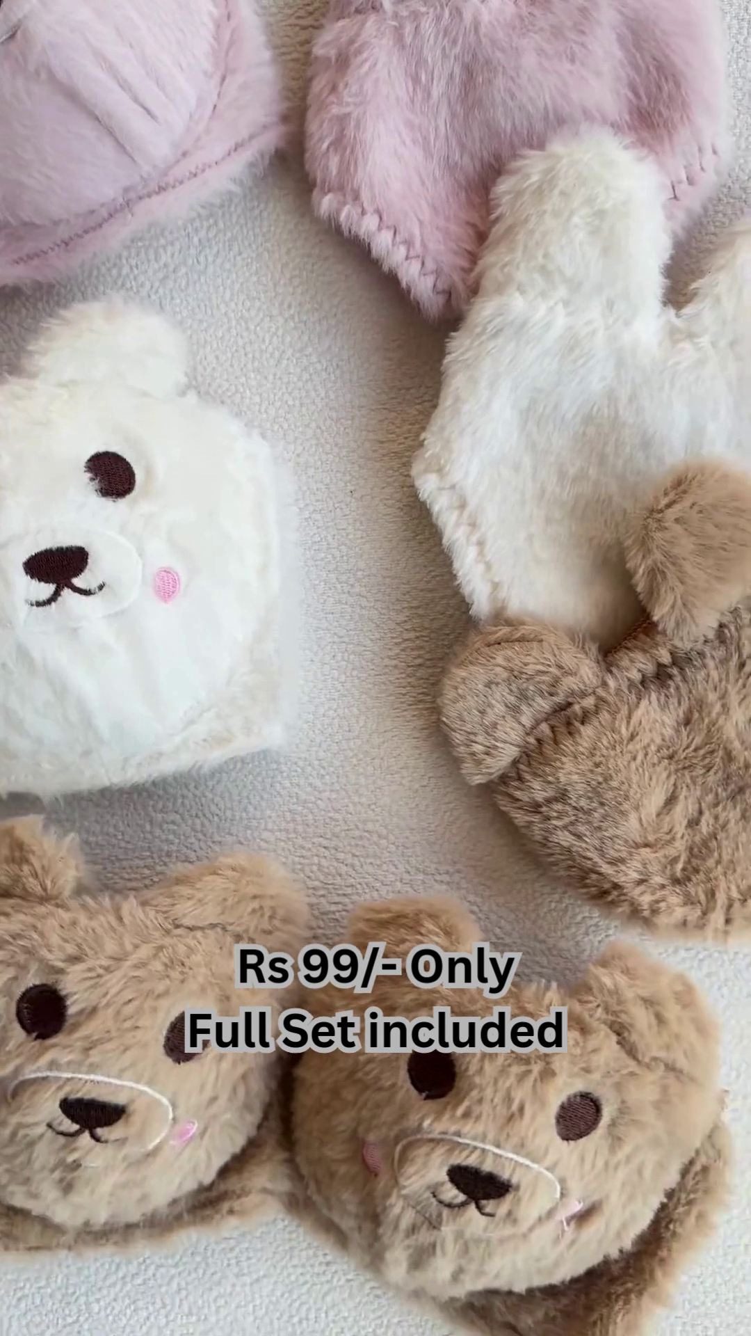 Cute Teddy Bear Winter Cap & Mittens Set – Soft, Cozy & Perfect for Kids