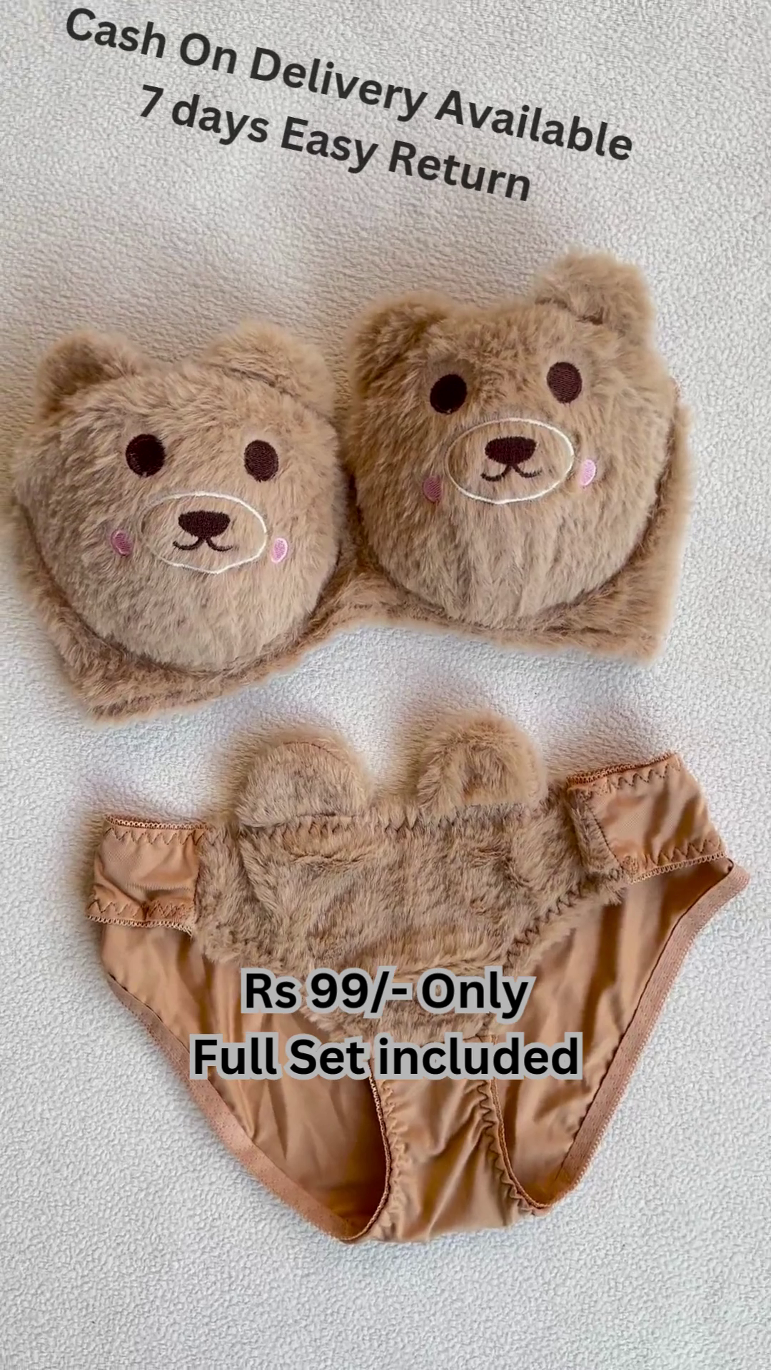 Cute Teddy Bear Winter Cap & Mittens Set – Soft, Cozy & Perfect for Kids