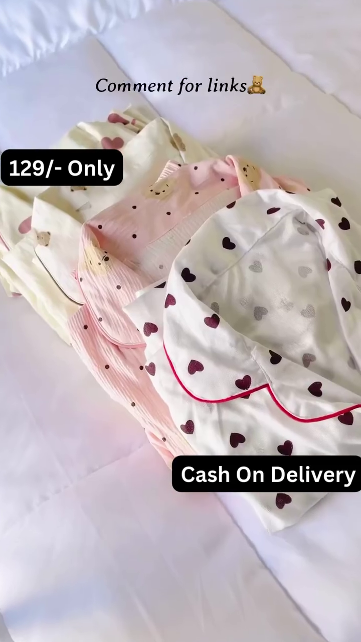 Cute Heart Print Night Suit Set – Soft, Stylish & Perfect for Cozy Nights