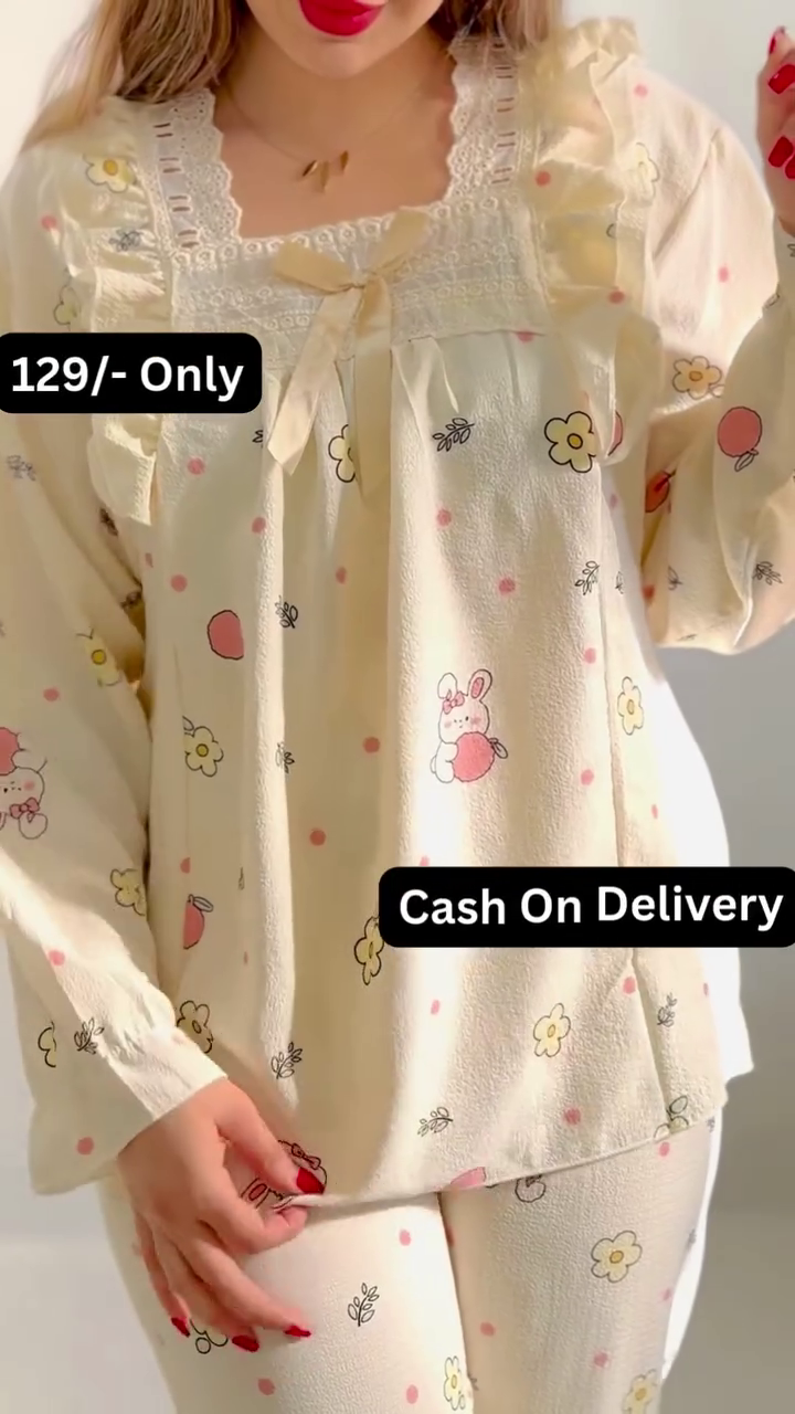 Cute Panda Print Night Suit Set – Adorable Comfort for Cozy Nights