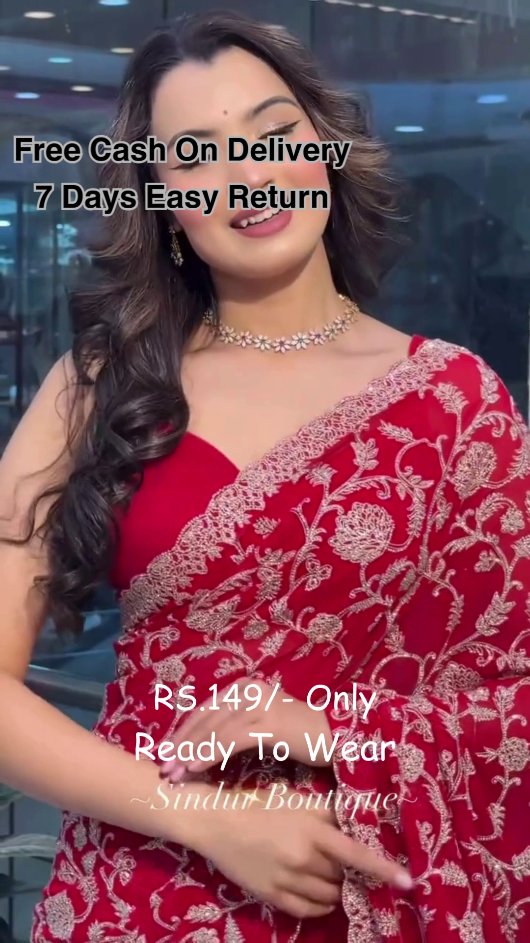 Premium Red Embroidered Saree – Timeless Elegance for Just Rs.149
