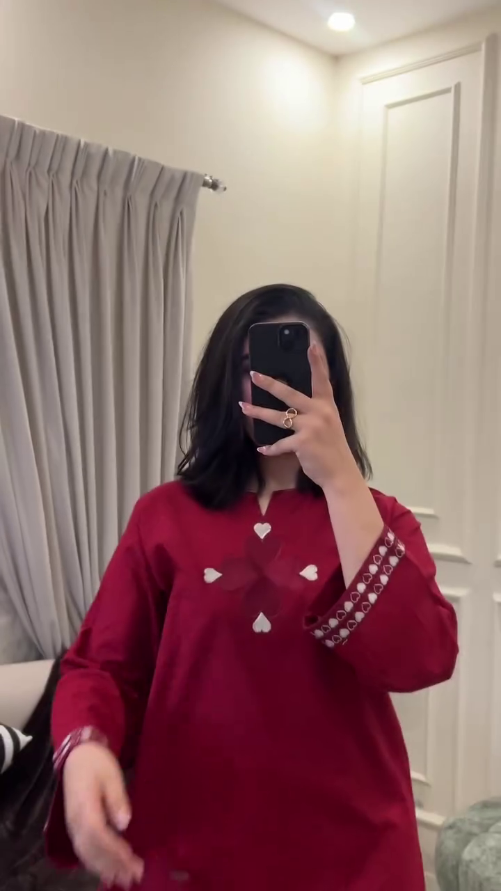 Stylish Red Casual Kurta with Modern Minimal Design