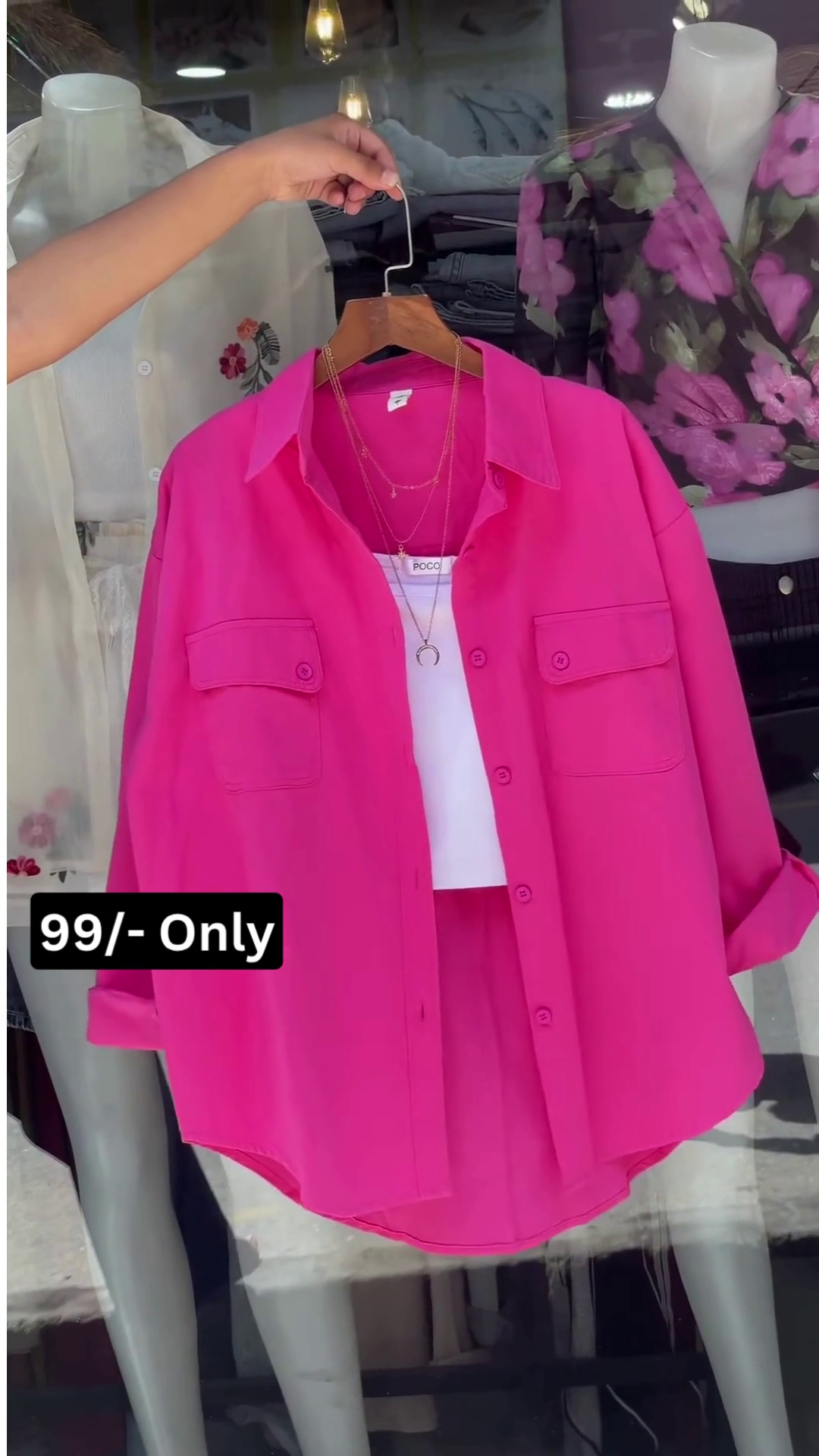 Trendy Pink Casual Oversized Shirt for Women