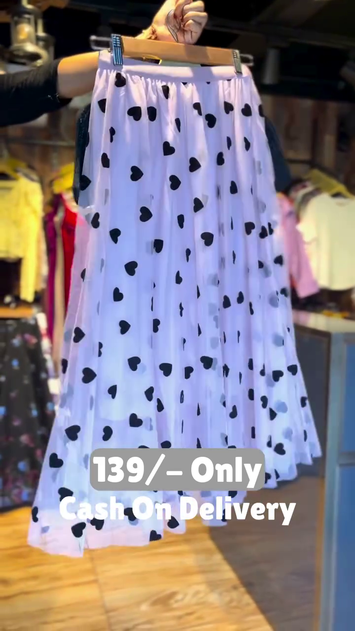 Trendy Black Crop Top with Heart Print Skirt