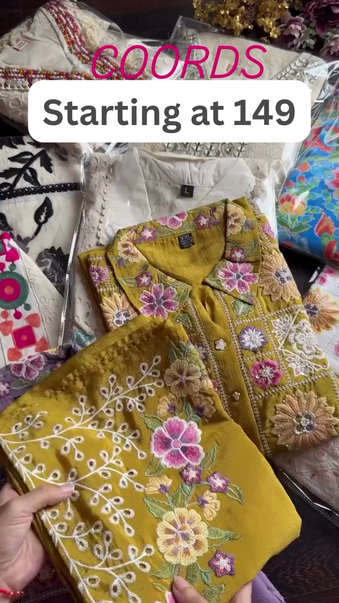 Designer Mustard Embroidered Co-Ord Set