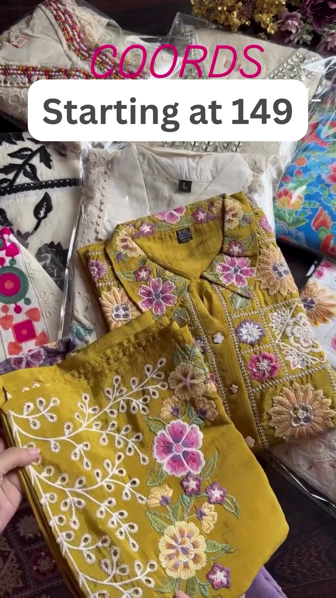 Designer Mustard Embroidered Co-Ord Set