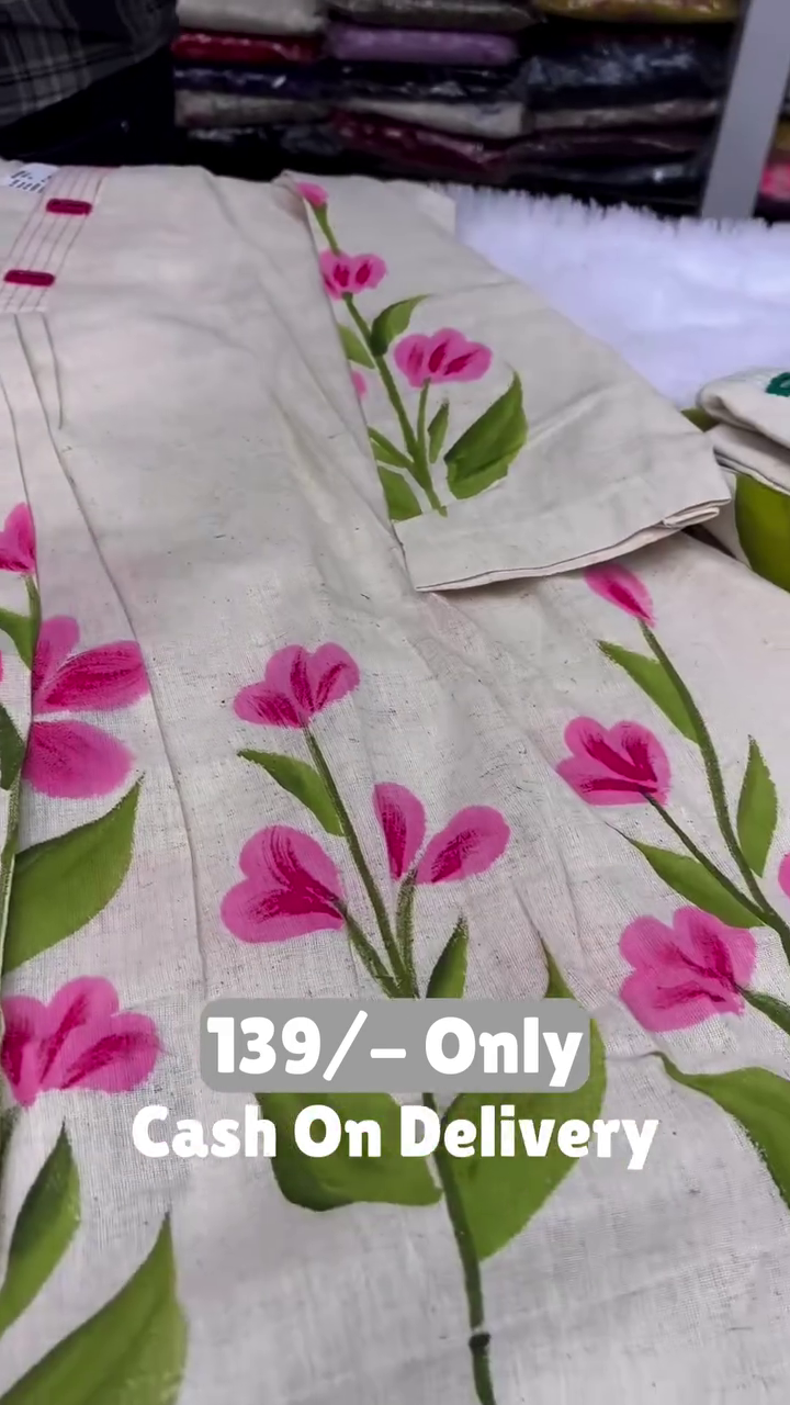 Hand-Printed Floral Cotton Kurta for Fresh Everyday Style