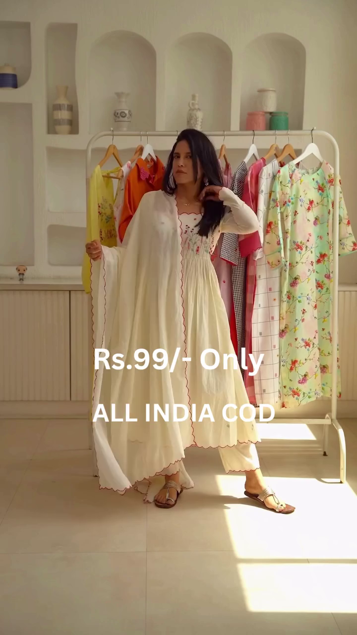 Graceful Cream Anarkali Set with Elegant Dupatta