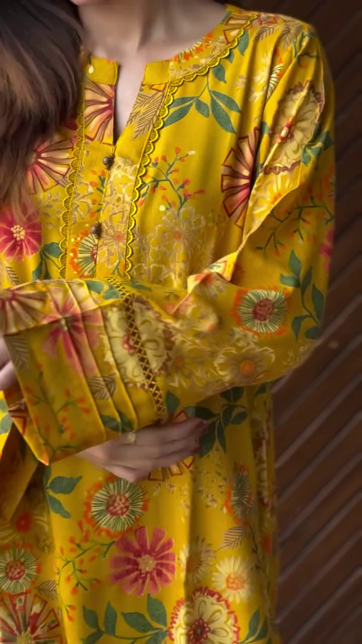Vibrant Yellow Floral Kurta – Bright Ethnic Charm