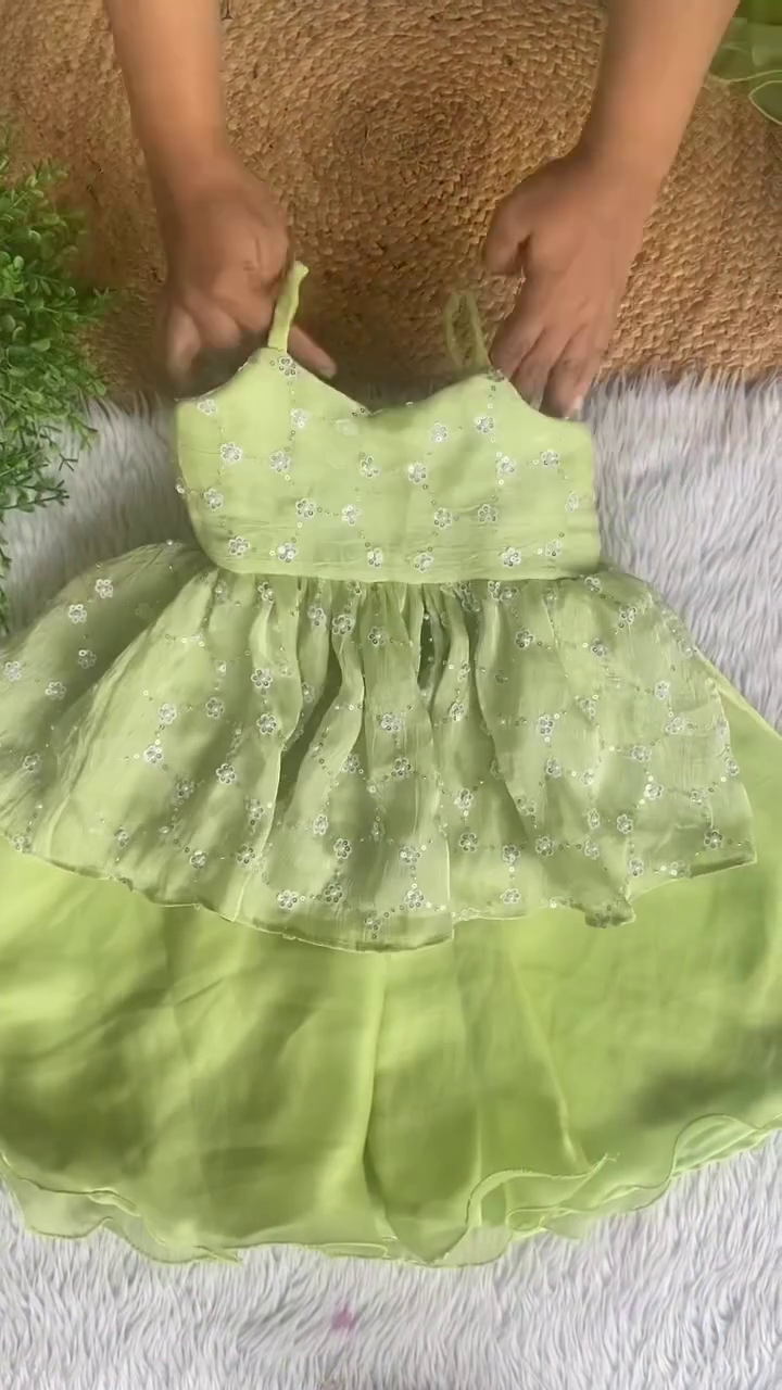 Adorable Green Kids Party Outfit – Fresh & Stylish