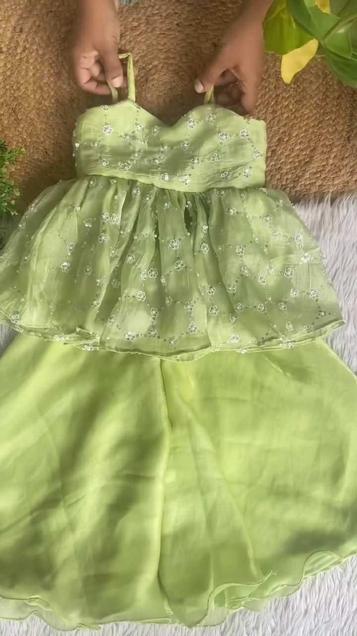 Adorable Green Kids Party Outfit – Fresh & Stylish