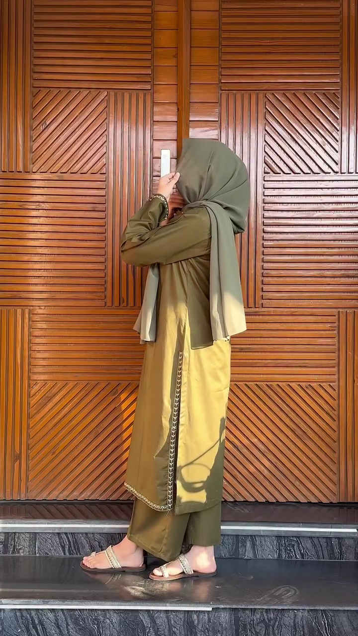 Understated Sophistication in Olive Green Traditional Attire