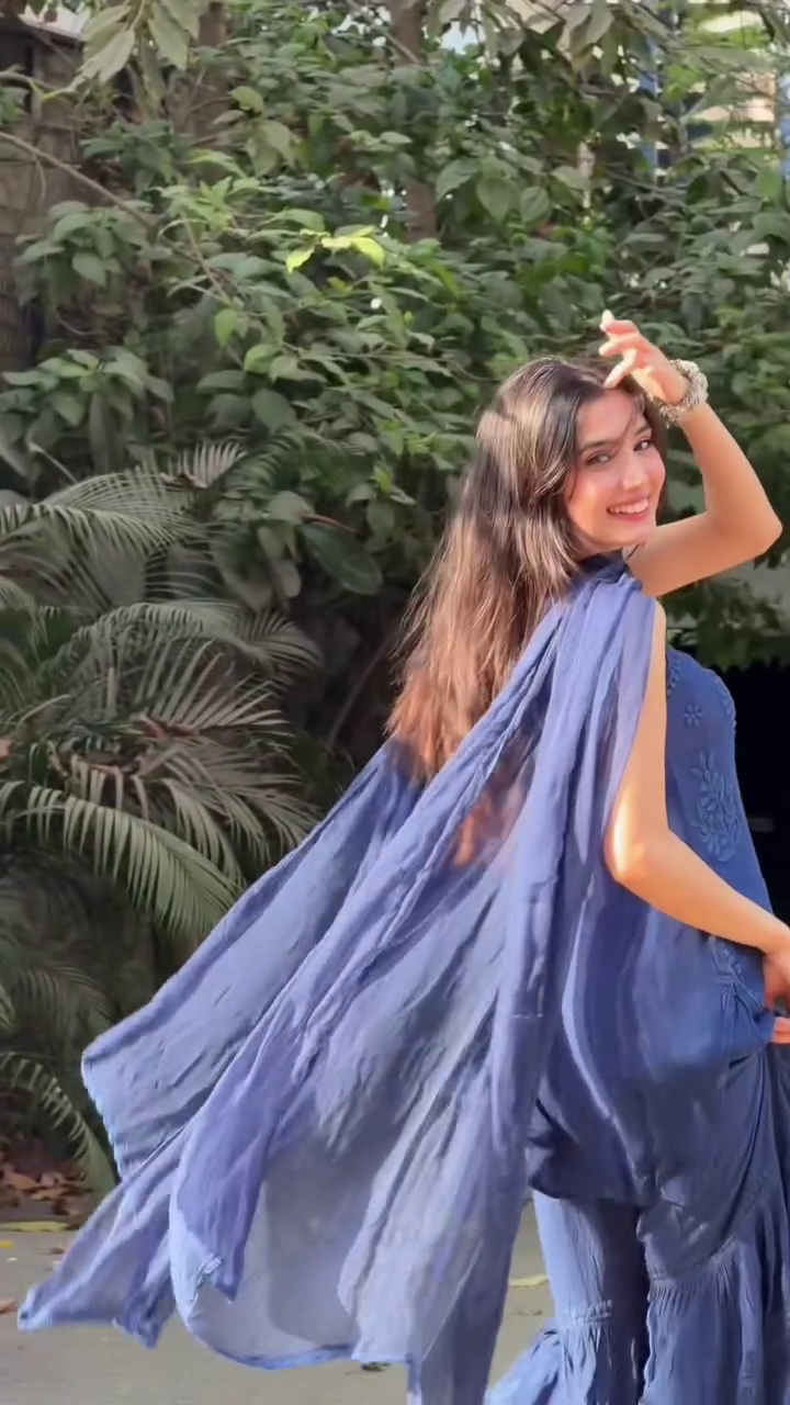 Effortless Charm in a Flowing Blue Indo-Western Look