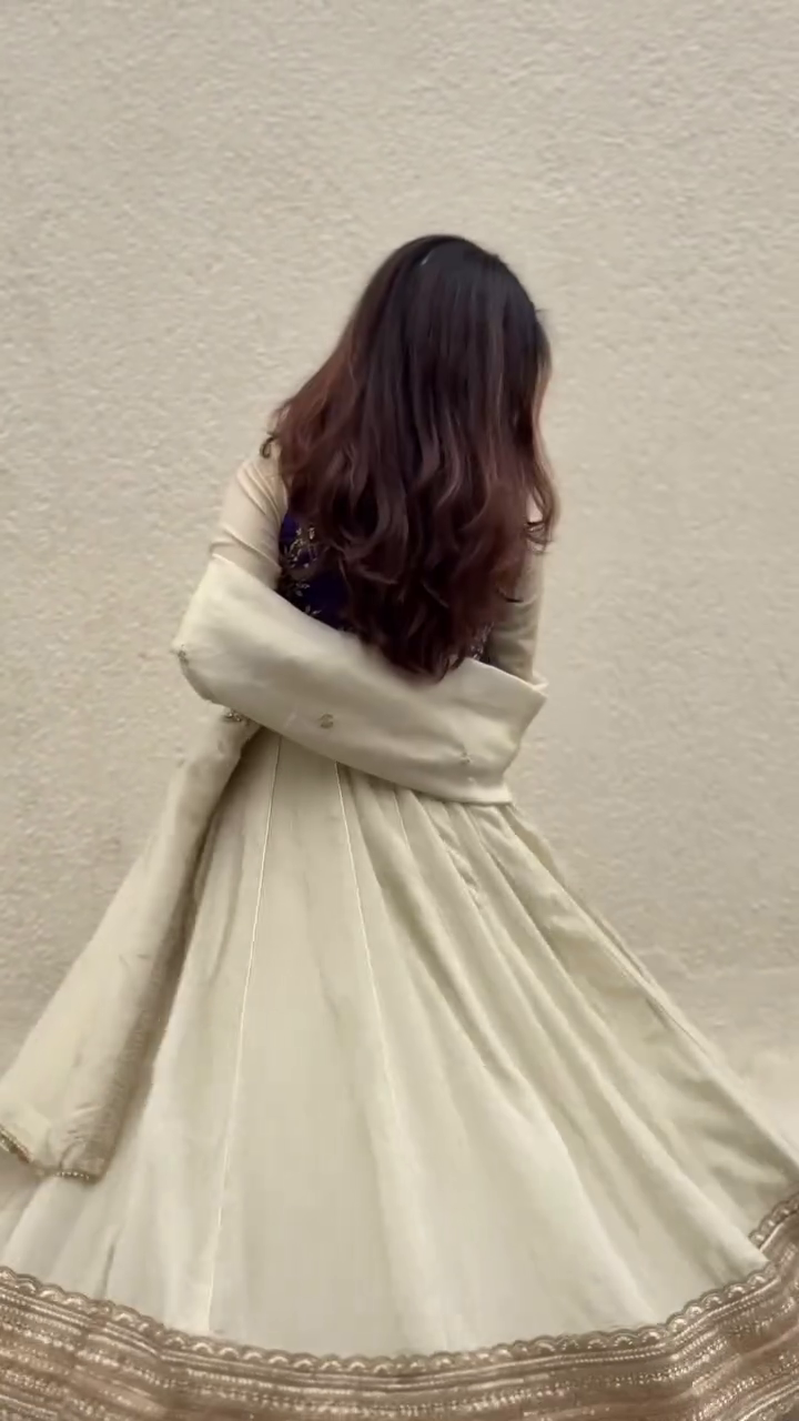 Graceful Sophistication in a Beige Anarkali Ensemble