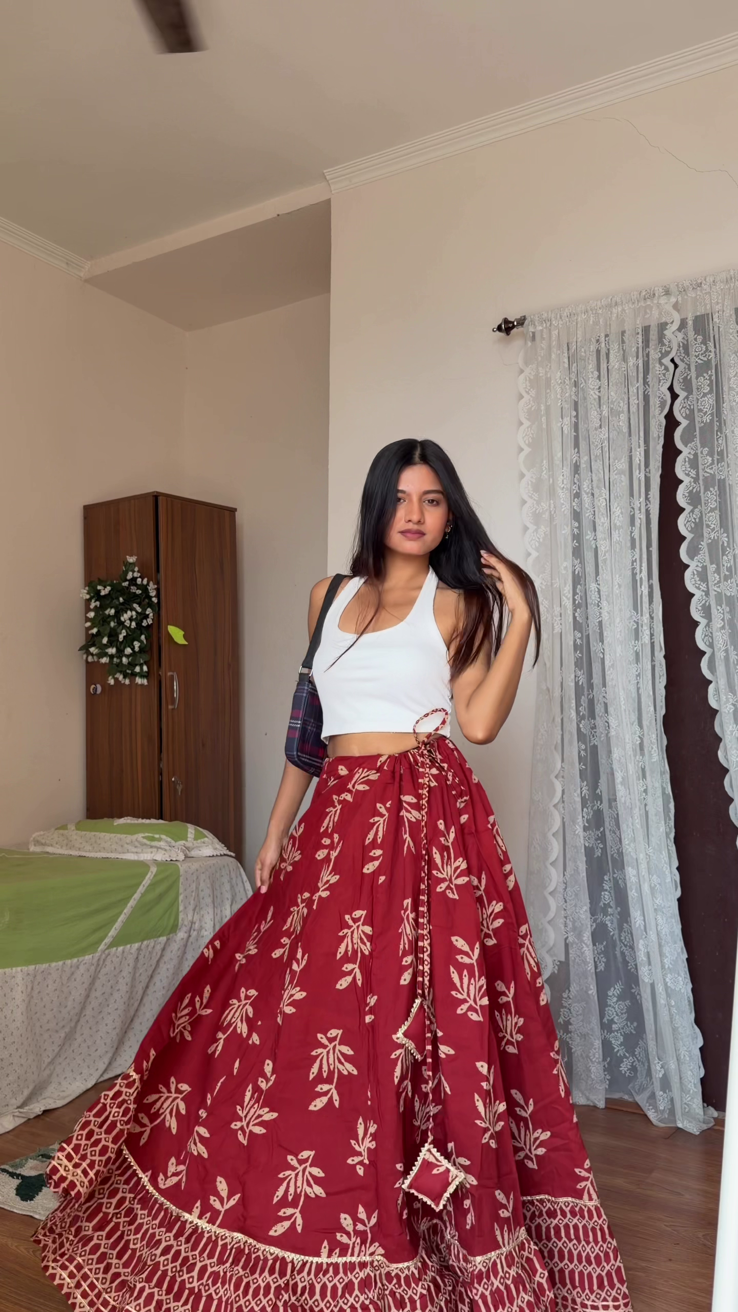 Chic Indo-Western Vibes with a Printed Skirt and Crop Top