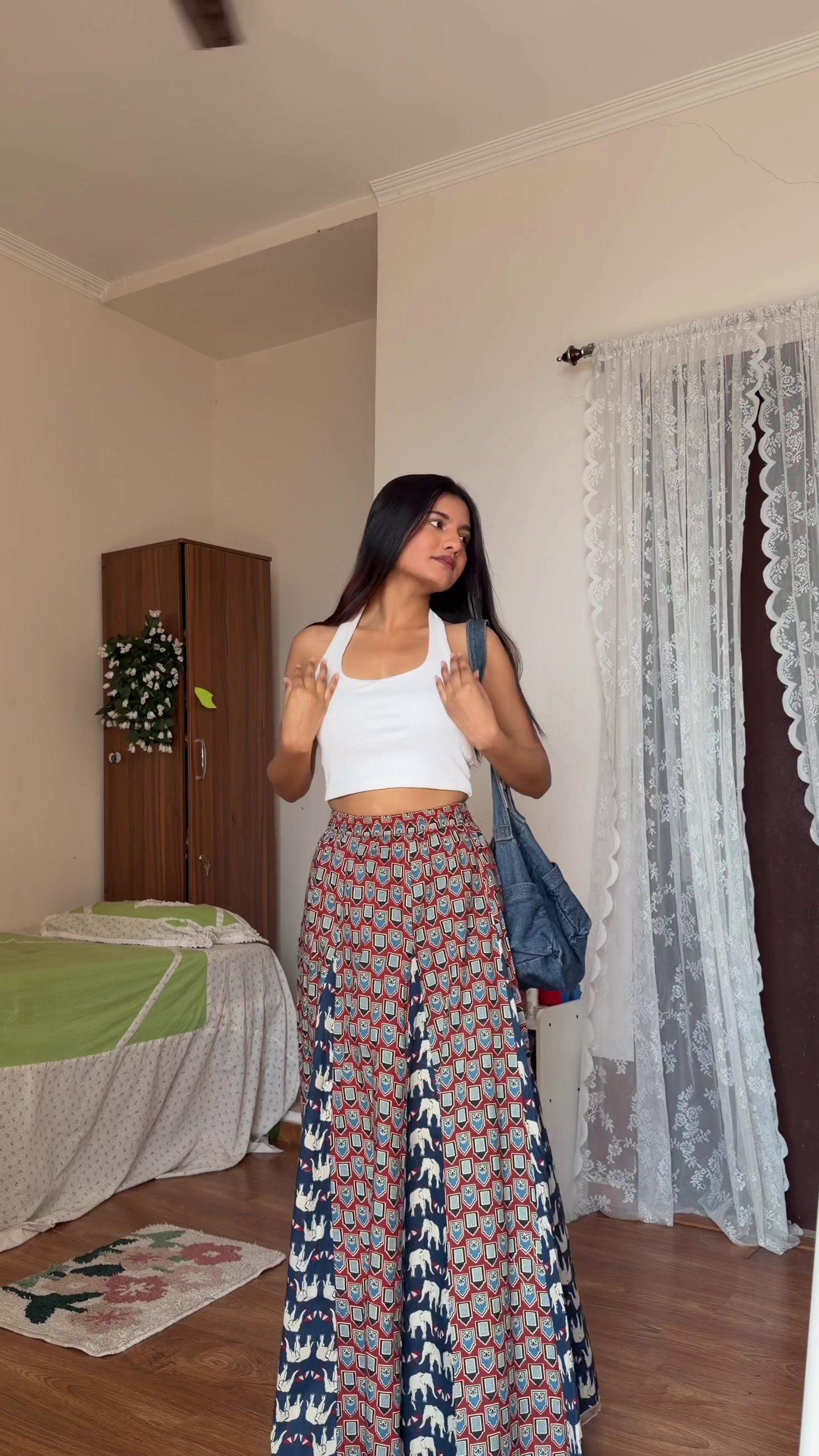Chic Indo-Western Vibes with a Printed Skirt and Crop Top