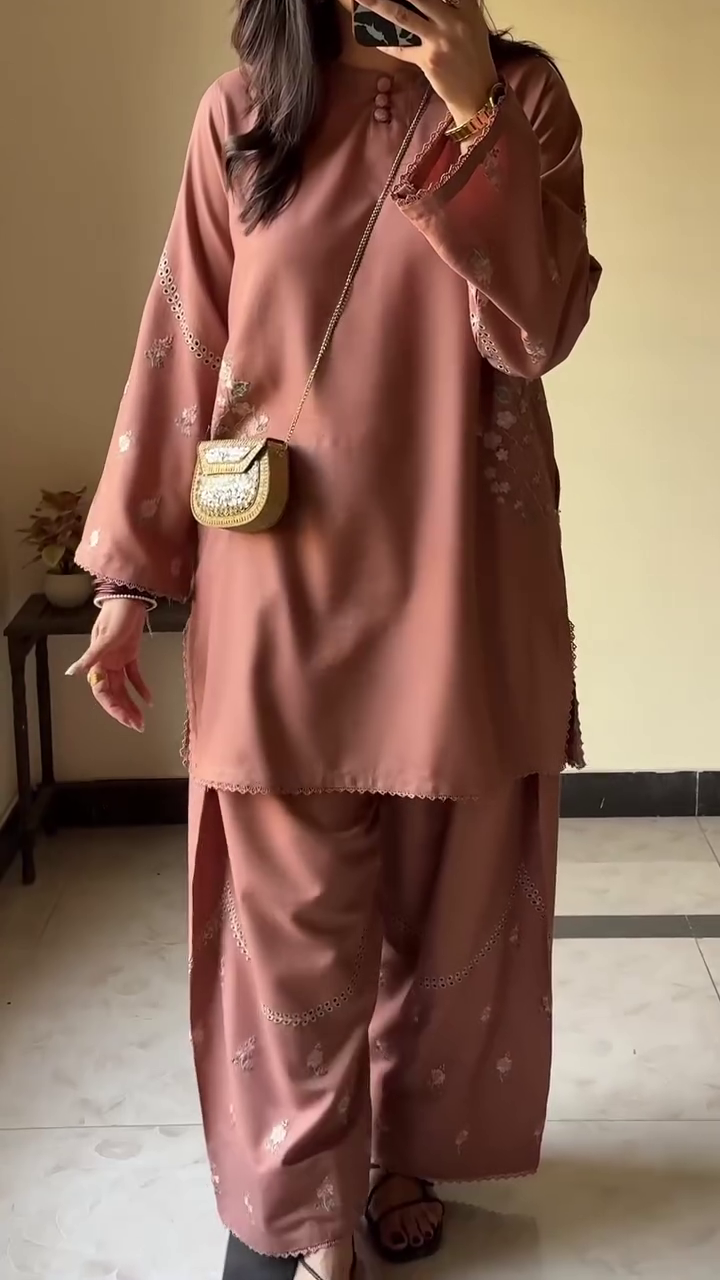 Effortless Sophistication in a Brown Co-Ord Ethnic Set