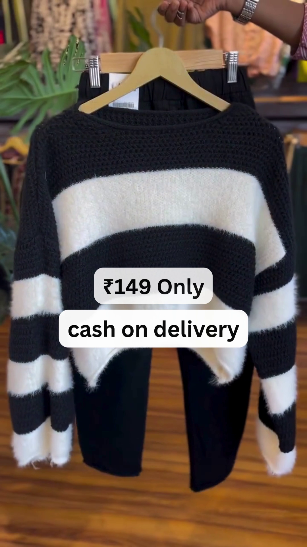 Trendy Black & White Sweater Set – Cozy Meets Chic