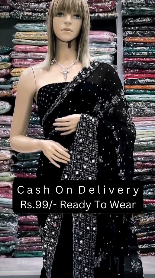 Classic Black Ready-to-Wear Saree – Easy, Elegant & Affordable
