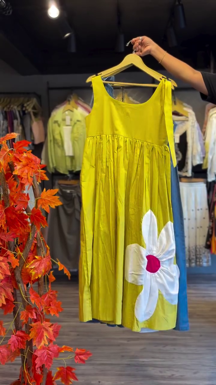🌼 Sunshine Bloom Midi Dress – Fresh & Playful Elegance