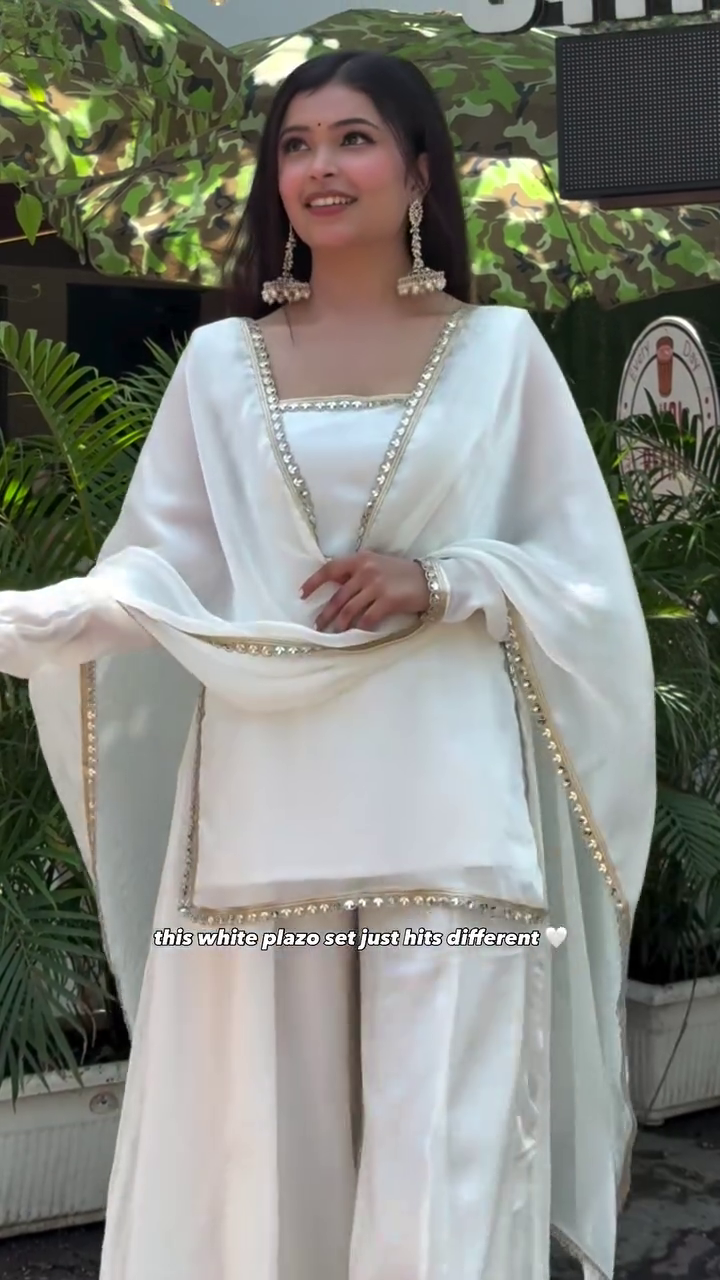 🤍 Classic White Palazzo Set – Pure Elegance Redefined