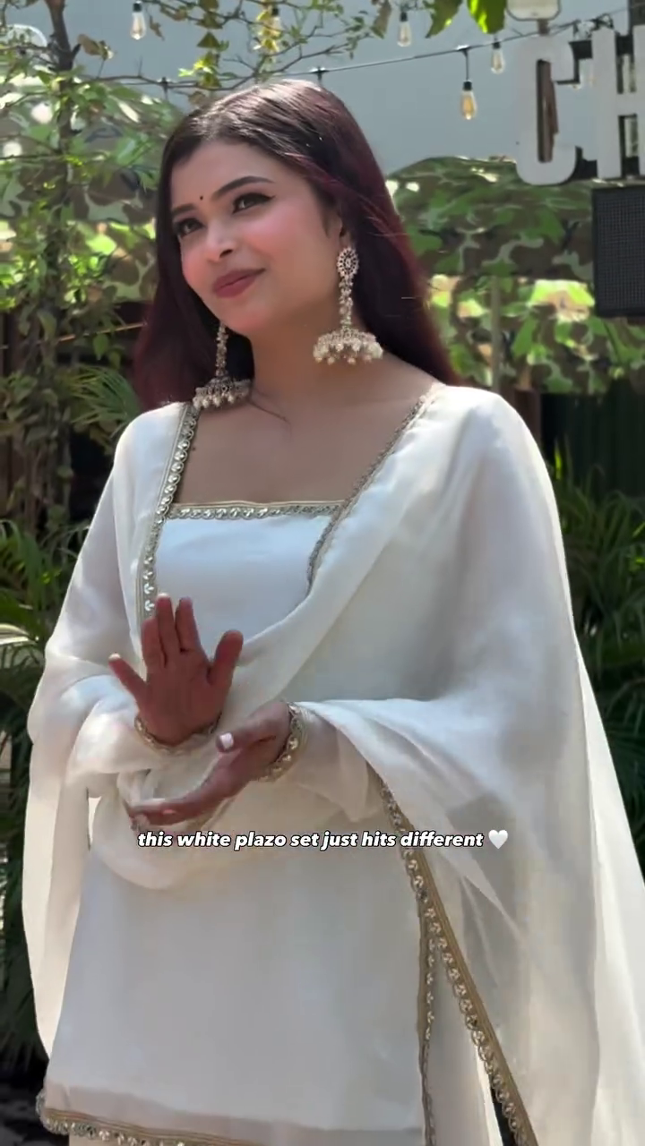 🤍 Classic White Palazzo Set – Pure Elegance Redefined