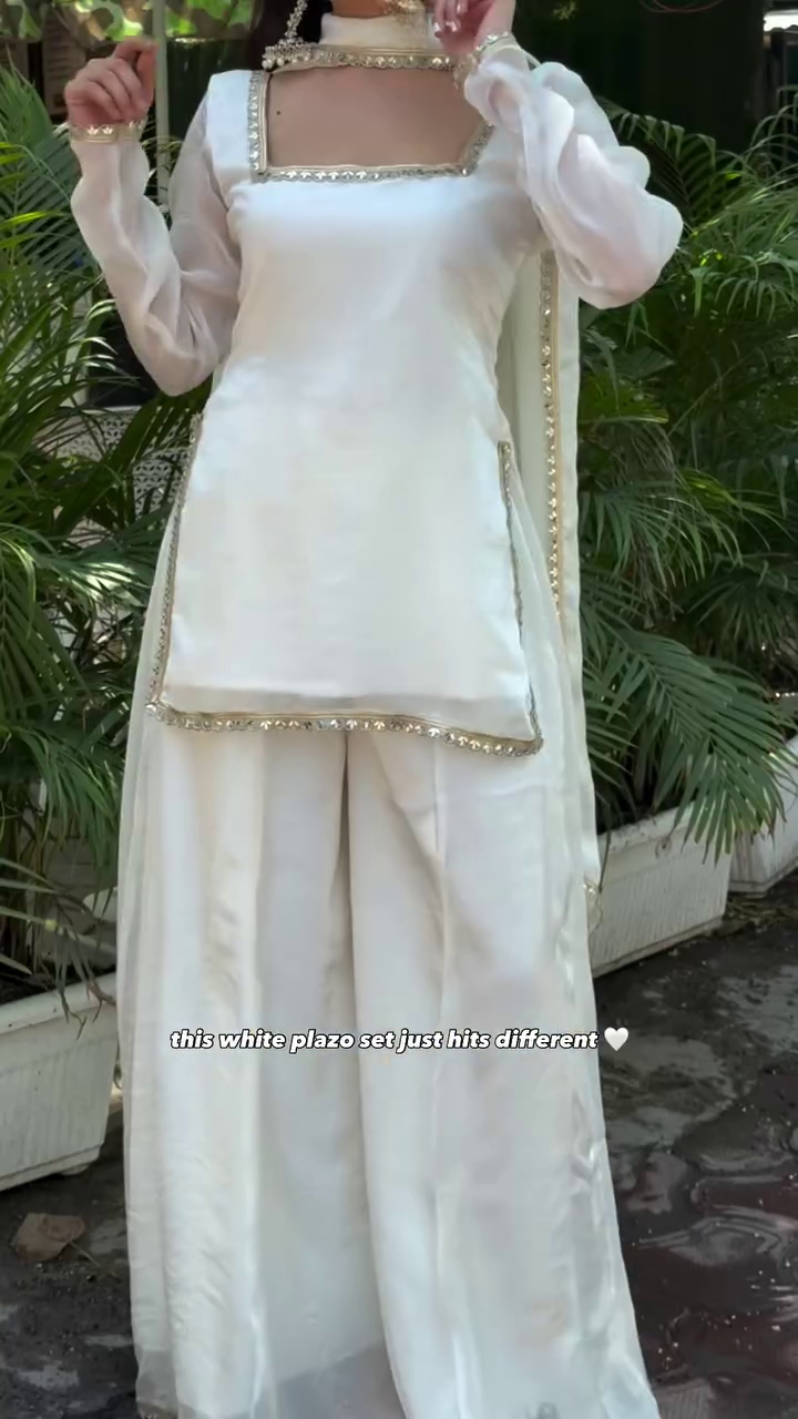 🤍 Classic White Palazzo Set – Pure Elegance Redefined