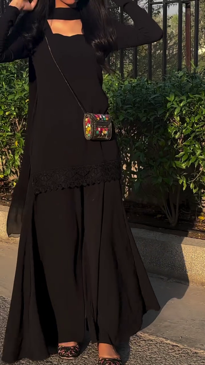 🖤 Chic Black Sharara Set – Modern Ethnic Glam