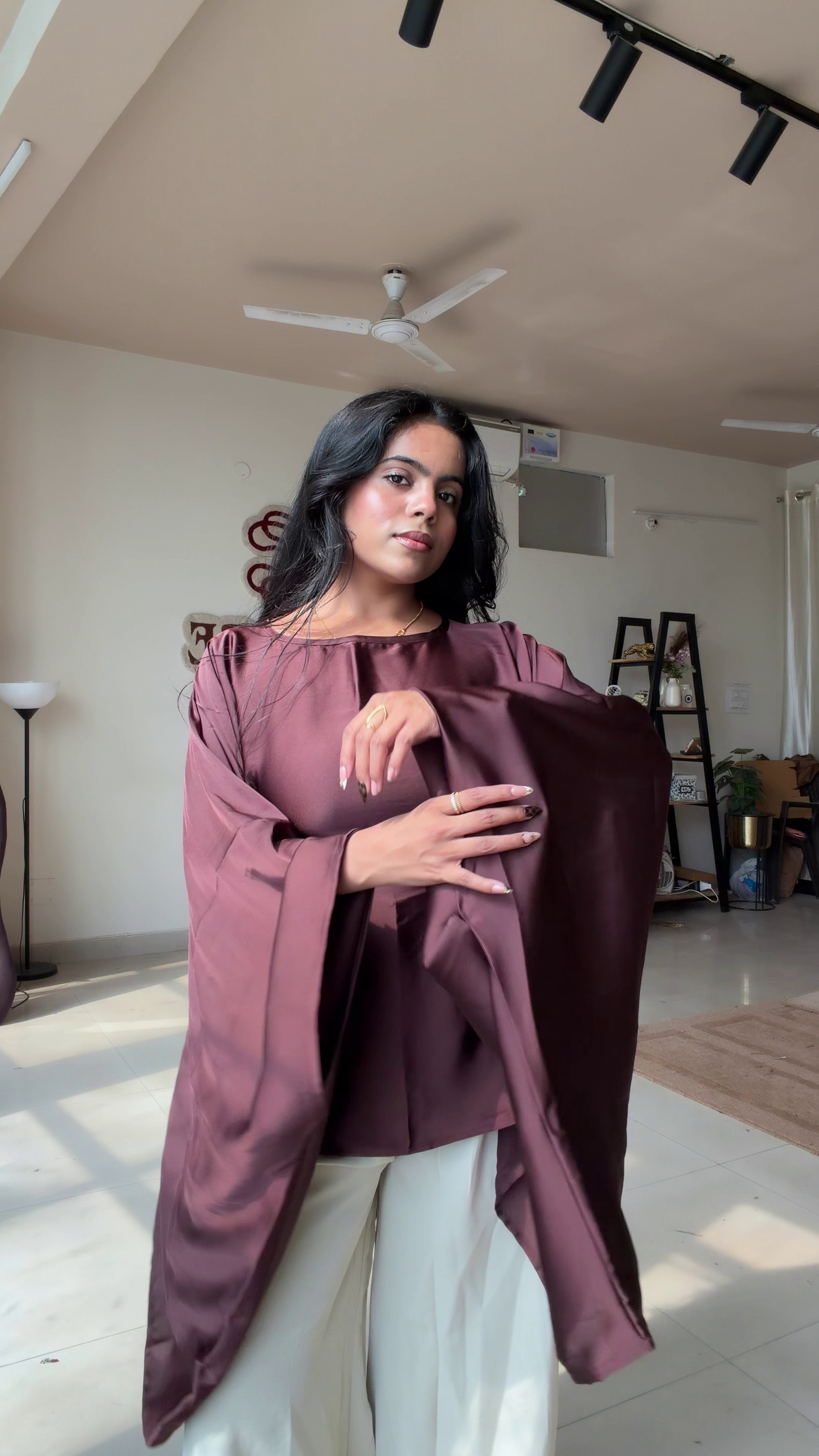 ✨ Luxe Brown Satin Top – Sophisticated Glam