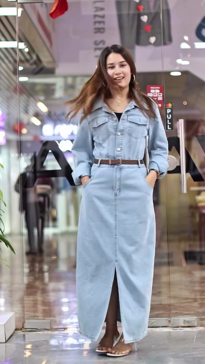 👗 Denim Shirt Dress – Cool, Casual & Confident