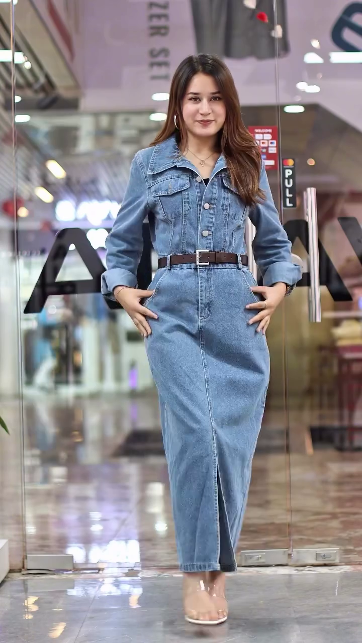 👗 Denim Shirt Dress – Cool, Casual & Confident