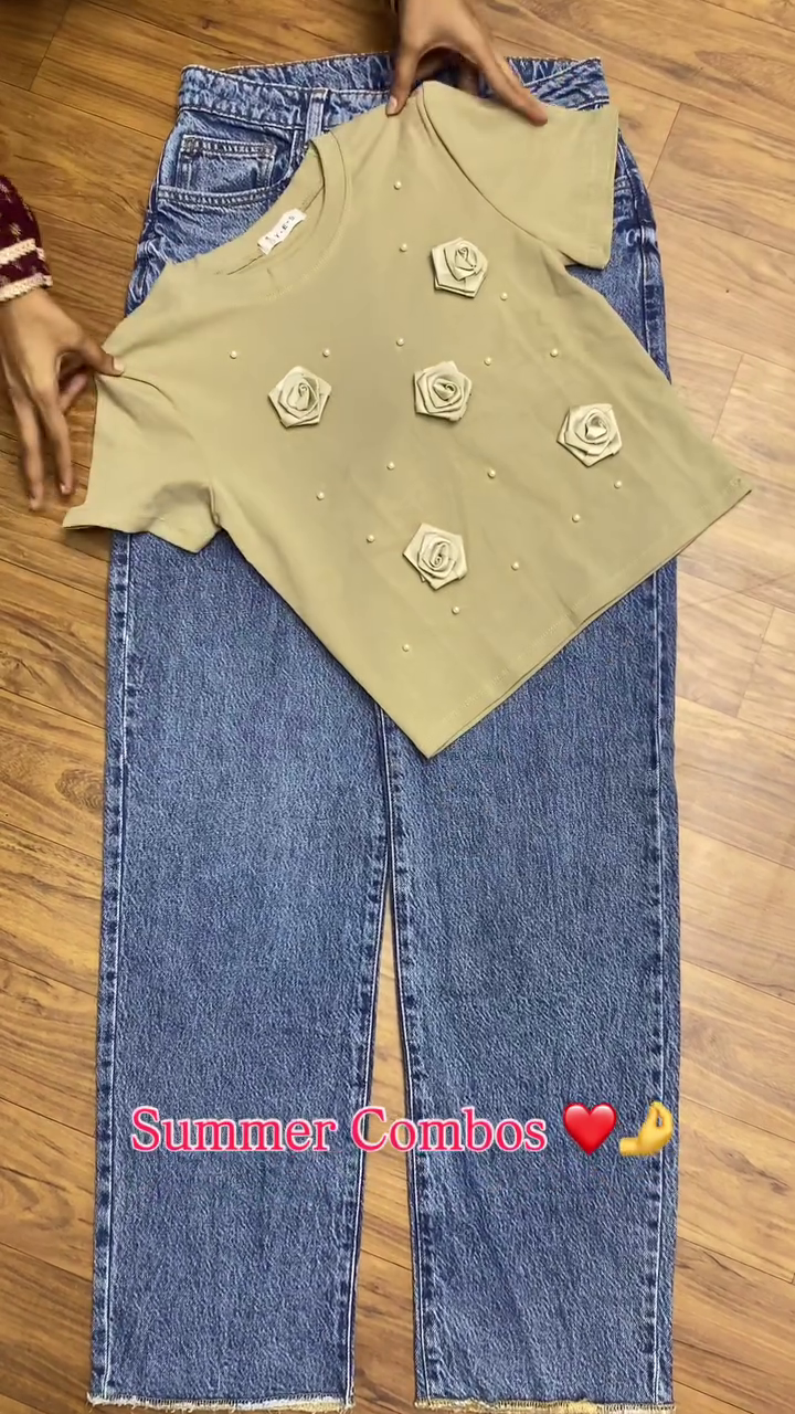 Trendy Pink Top & Wide-Leg Denim Combo – Summer Ready Style