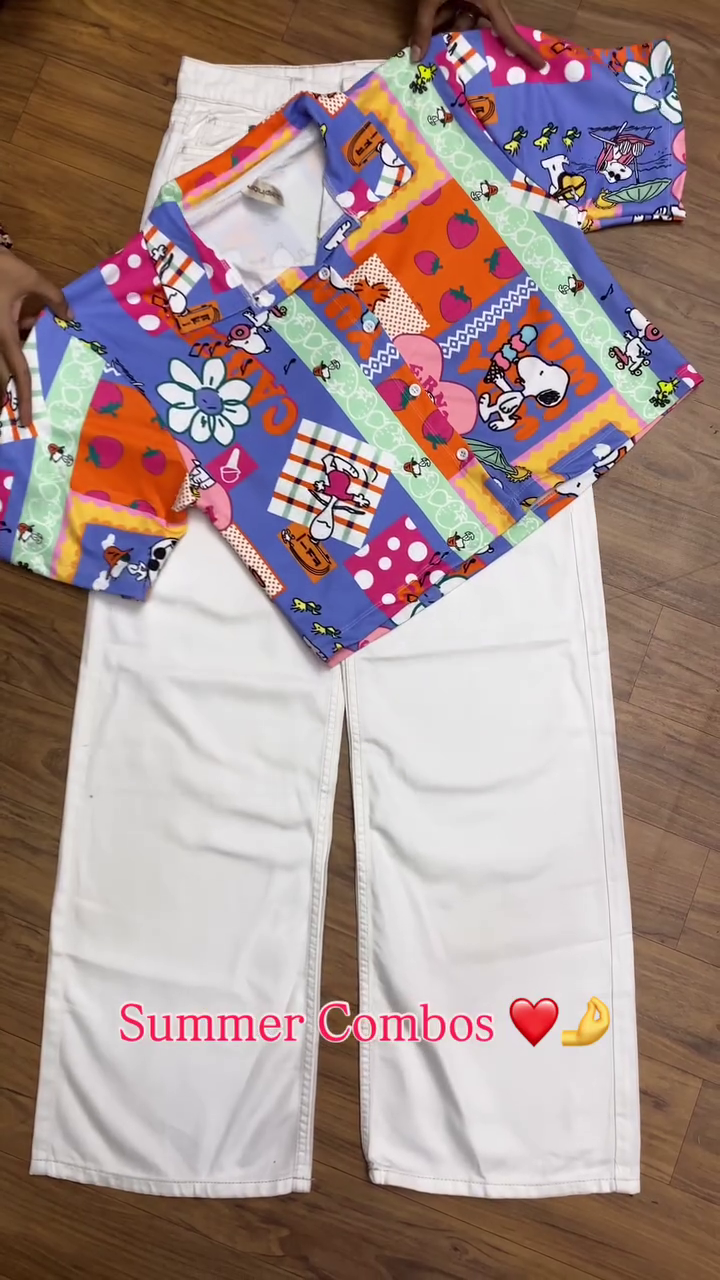 Trendy Pink Top & Wide-Leg Denim Combo – Summer Ready Style