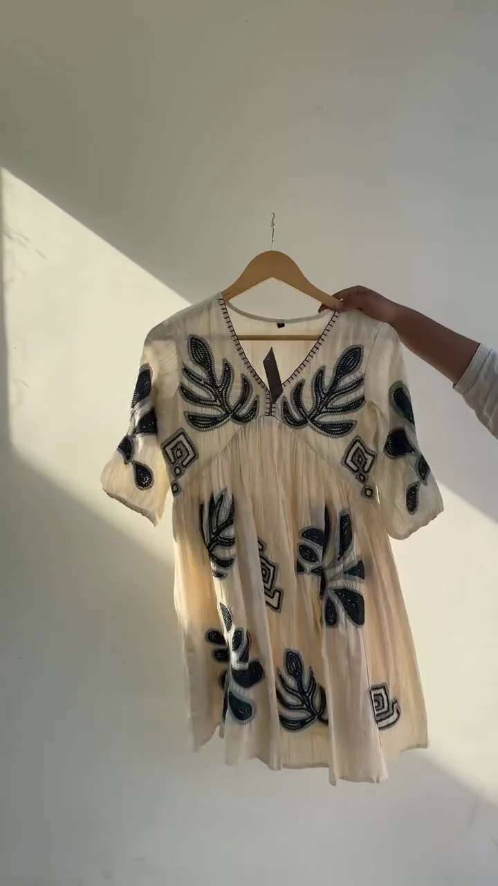 Elegant Beige Embroidered Dress – Soft & Stylish Summer Look