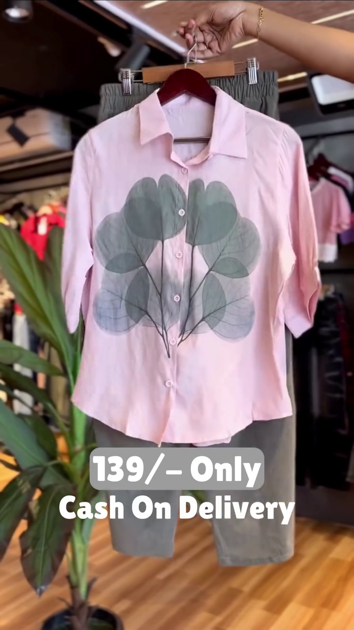 Leaf Print Shirt & Pant Co-ord Set – Soft Chic Vibes