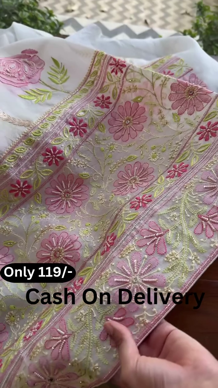 Floral Embroidered Dupatta Set – Graceful Elegance