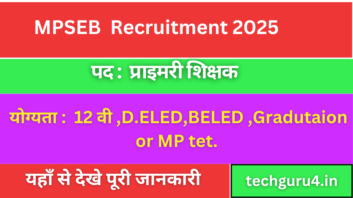 MPESB Primary Teacher online Vacancy2025
